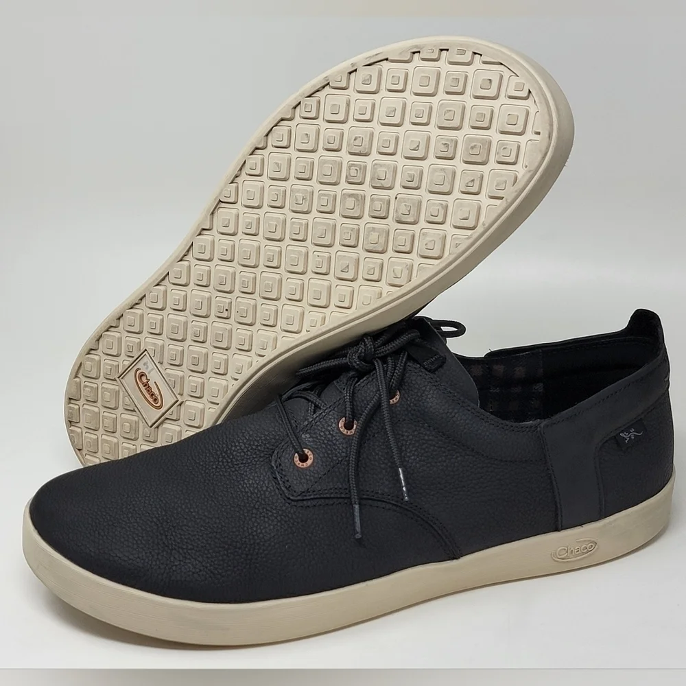 Chaco Men's Davis Lace Black Leather Casual Sneakers Shoes Size 14 US J106259